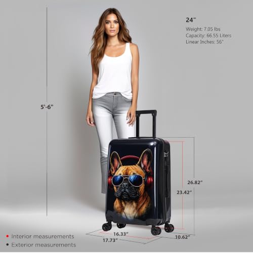 Image of InUSA Dog Print 24-Inch Hardside Spinner Luggage Lightweight & TSA Lock