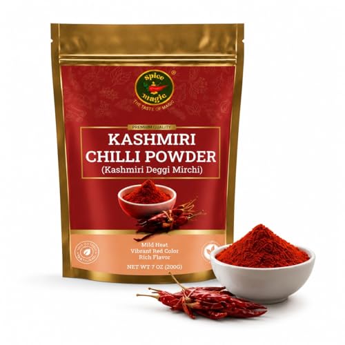 Spice Magic Kashmiri Chili Powder 7oz (200g) I Mild Low Heat Red Chili Powder I All Natural...