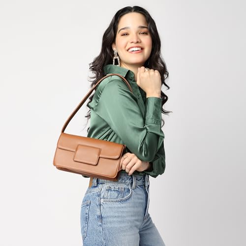 Image of Fastrack Solid Shoulder Bag For Women | Faux-Leather Bag with Silver Hardware | Stylish Shoulder Bag For Daily & Casual Use