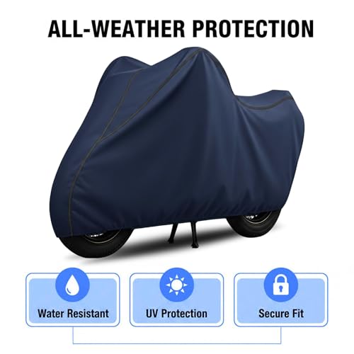 Image of 100% Waterproof Pulsar 150 Bike Cover | Polyester Body Cover for Rain & Sun | UV Protection, Dustproof, Scratch Resistant, Windproof, Heat Resistant, Vehicle Specific Fit (Blue)