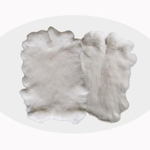Piel de conejo blanca natural de grado artesanal (10 x 14 pulgadas con cuero de calidad de costura) suave piel de conejo curtida profesionalmente, 2
