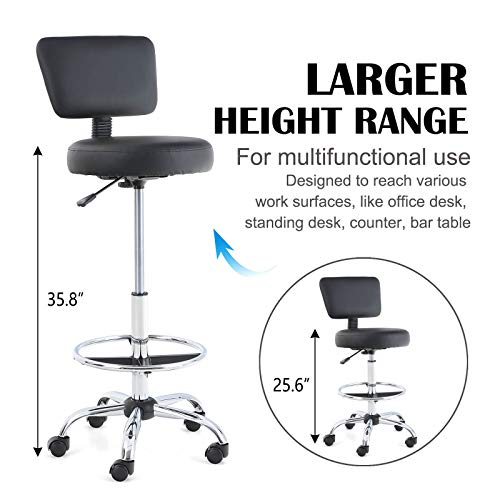 Sophia & William Office Chair Drafting Chair Swivel Round Rolling Stool Adjustable Desk Chair Mid Back Ergonomic Computer Chair With Wheels For Standing Desk, Salon, Medical, Office, Black #TOP1