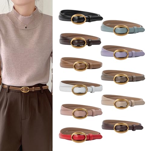 Women's Leather Belt Adjustable Length Waistband Metal Buckles Waist Belt for Commuting and Leisures2