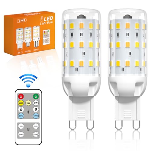BrightArk Lampadina G9 LED Smart con Telecomando, Dimmerabili Lampadine G9 con Cambio Colore 3000K/4000K/6000K, Luminosità Regolabile Progressivamente da 10% a 100%, Funzione Timer e Memoria, 2 Pezzi