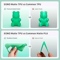 Eono Matte TPU Filament 95A, Flexibel & Stabil, 1.75mm, Maßgenauigkeit ±0.03mm, Kompatibel mit gängigen 3D-Druckern, Geeignet für RC-Modelle & Dekofiguren, 1kg-Spule (Grün) – Ansicht 3