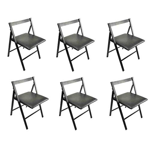 Liuhuan Deluxe Black Padded Faux Leather Folding Chairs Set Of 6,strong Steel Frame,For Home Office Dining Conference &Training
