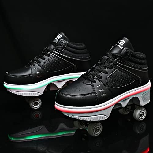 KOFUBOKE 2-in-1 Roller Skates & Sneakers Unisex Retractable Wheels Outdoor Fun & Fitness Kick Roller Shoes - 2