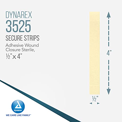 Dynarex Wound Closure Strips - Estériles, soporte estéril para pequeños cortes y piel con suturas, puntos, grapas y cuidado posterior, blancas, 1/2” x 4” - 1 caja de 200 tiras miniatura 2