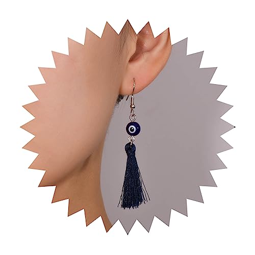 Yienate Boho Borla brincos suspensos vintage iny azul olho brincos pendentes declaração longo fio borla brincos de gancho punk olho brincos pendentes jóias para mulheres e meninas, Zinco, Sem