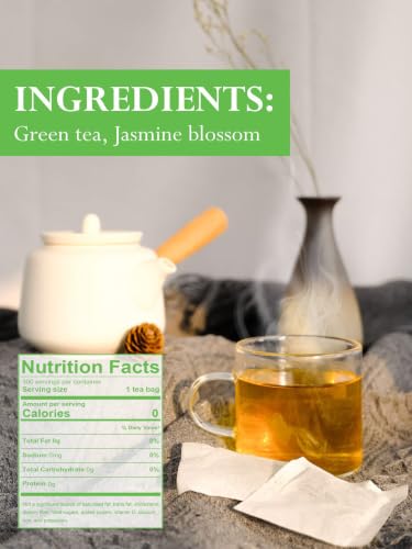 Image of TeeLux Jasmine Green Tea Bags, Smooth Taste & Delicate Floral Aroma, 100 ct
