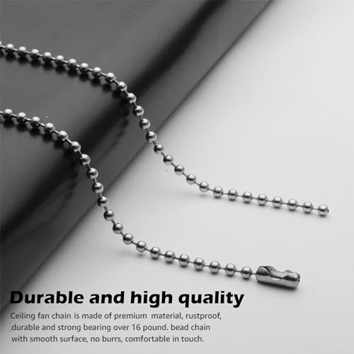 Image of HESSION Pull Chain Extension for Ceiling Fans and Light Fixture Ceiling Fan Pull Chain 137 Inch Long Stainless Steel Bead Chain With 8 Matching Connectors Silver