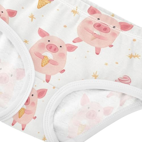 Wusikd Cute Pink Piggy Girls' Underwear Cotton Ice Cream Girls Briefs Soft Toddler Underwear 2T4