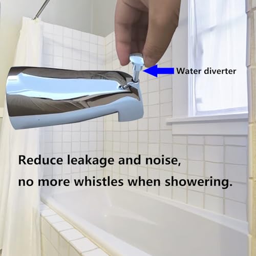 Slip on Tub Spout with Diverter, Metal Bathtub Faucet Chrome, Bathroom Push On Tub Spigot, Fits 1/2\" Copper Pipe(5/8\" OD), Sandpaper and Hex Wrench Included