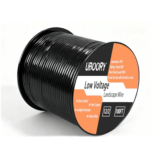uboory 12 Gauge Wire 2 Conductor 100FT, 12/2 Low Voltage Landscape Wire