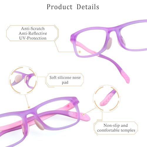 Image of LifeArt Kid Blue Light Blocking Glasses, Filter 85% of Harmful Blue Light, Anti Eyestrain and Blurry, Computer Glasses, Cut UV400 Anti Glare(Pink)