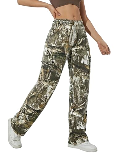 Voghtic Women's Camo Cargo Pants Wide Leg Y2K Camouflage Army Fatigue Sweatpants with Flap Pockets Streetwear2