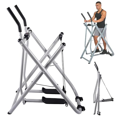 Bicicleta estática plegable, máquina elíptica portátil para entrenamiento total del cuerpo, equipo de gimnasio en casa de bajo impacto con monitor LCD