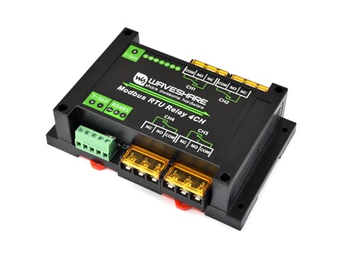 Waveshare Industrial Modbus RTU 4 Ch Relay Module with RS485 Interface, 30A High Current, Onboard LED Indicators, Multi Isolation Protection Circuits, Industrial Grade Rail Mount Case