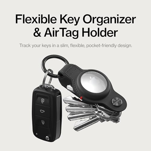 KeySmart Air - AirTag Keychain Key Holder, Compatible with Apple AirTag Holder, Key Organizer Keychains, Case for Air Tag Key Chain, Key Ring, Vegan Leather, Air Tags Not Included - Black Leather by KEY SMART - Image 2