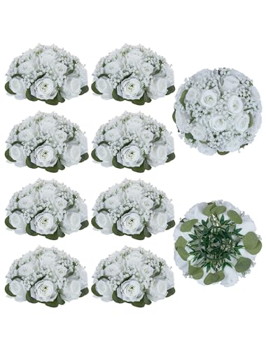 Boule de fleurs artificielles blanches BLOSMON pour table de mariage (10 pcs)