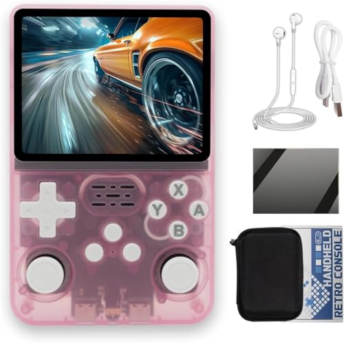 Image of R36S Retro Handheld Game Console With 64G 3.5 Inch IPS Screen Built-In 20000+ Classic Games Open Source Linux System Portable Pocket Video Player With 3200Mah Battery (Transparent Pink)