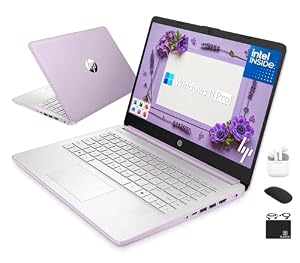 HP Flagship 14" Laptop Computer for 2026 Business Student with Office Suite, Copilot AI, Intel Quad-Core CPU, 4GB RAM, 628GB Storage (128GB UFS+500GB Ext), Wi-Fi 6, HubxcelAccs, Win 11 Pro, Lavender