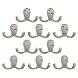 Design House 207761 Wall-Mounted Double Hook for Coat Hat, Towel Robe in Bathroom or Closet Satin Nickel 10-Pack