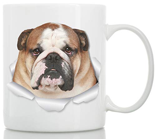 Taza divertida de Bulldog – Taza de café de cerámica Bulldog inglés – Regalos perfectos – Divertida y linda taza de café Bulldog para amantes de los perros (15 onzas)