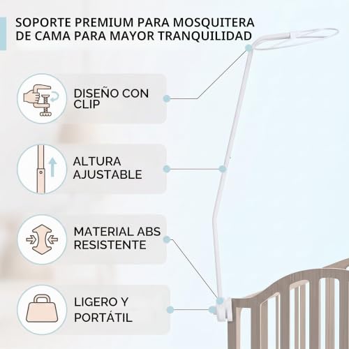 Miniatura 2 de Haofy Soporte Para Mosquitera, Juego De Soporte De Red Para Cama, Soporte Ajustable Con Clip Para Cuna, Soporte Para Dosel, Mosquitera, Accesorios Para Cuna Para Cama De Bebé