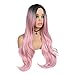WIGER Ombre Wavy Pink Mermaid Hair - Long, Curly, Heat Resistant Synthetic Wig for Women - Middle Part, Daily Party Cosplay Full Wig