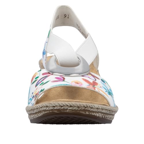 Image of Rieker 624H6 Fanni Women's Wedge Sandals - Lightweight, Comfortable and Supportive - Slip On Sandals with Cushioned Insole and High Wedge for Everyday Stylish Wear
