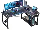 GTPLAYER ゲーミングデスク カーボン調 コンセント付き パソコンデスク L字 ラック付き モニターアーム対応 棚高さ調節可能 配線穴 右棚 79奥行き*110幅*74.5高さ DL001 ブラック 机 pcデスク 勉強机 ゲームデスク 棚付きl字デスク オフィスデスク 書斎 ワーク