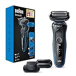 Braun Series 5s Rasierer Herren, Elektrorasierer mit 3 flexiblen Klingen, Präzisionstrimmer, 3-Tage-Bart-Trimmer, 50 Min Laufzeit, EasyClick Aufsätze, Wet&Dry, B1820s, blau