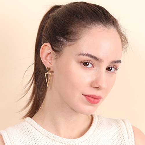 Bonaluna Triangle Metal Dangle Drop Earrings For Women #TOP1