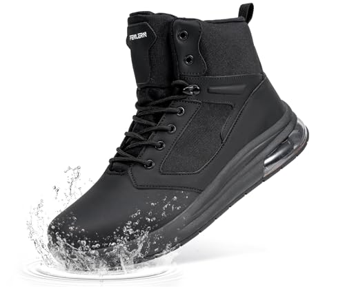 FENLERN Men's Lightweight Tactical Boots 6 Inch, Side Zipper Comfortable Work Boots, Flexible Military Hiking Boots for Daily Wear & Outdoor