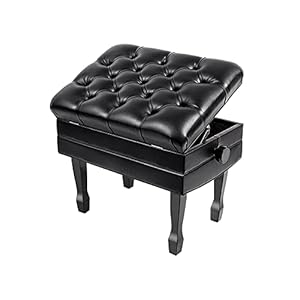 GPAIHOMRY In hoogte verstelbare pianobank met elegante hoefijzerkruk, toetsenbordbank, pianokruk, 61 x 43 x 48-58 cm…