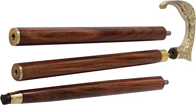 Elephant Head Walking Cane – 36 Inch Wooden Walking Stick with Brass Handle | Luxury Antique Designer Cane for Men & Women | Decorative Vintage Mobility Stick