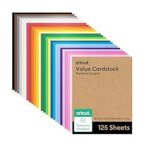 Cricut Value Cardstock Paper, Rainbow Sampler – 125 sheets (8.5″ x 11″) – Compatible with Joy Xtra, Explore, & Maker Machines – Letter Size