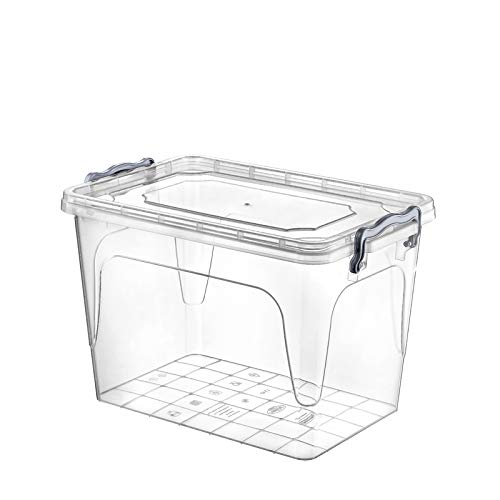 Muddy Hands Heavy Duty Clear Plastic Storage Box with Lid Clip Locking Stackable Container (21 Litre)