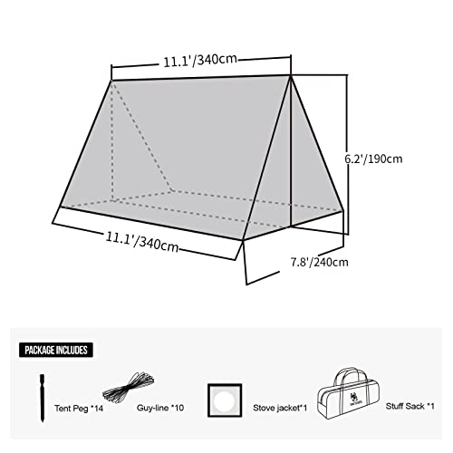 OneTigris ROCDOMUS Hot Tent with Stove Jack, 3000mm Waterproof, Versatile Lightweight Hammock Tent for Camping, Hiking, Backpacking, Bushcraft, Car Trips - Thumbnail 4