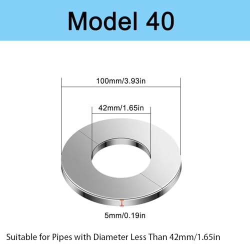 4 Stück Wand-Spaltflansch, Edelstahl-Rosette, selbstklebende Badezimmer-Rohrmanschetten für Heizkörper-Wasserhahn, Ablaufrohr – 42 mm