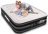 dkesdk Air Mattress Queen with Built in Pump,Comfortable Waterproof Flocked Surface Inflatable Mattress for Temporary Family Stays and Travel,14-Inch Blow Up Mattress Inflates in 3 Minutes