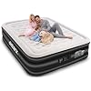Air Mattress Queen with Built in Pump,Comfortable Waterproof Flocked Surface Inflatable Mattress for Temporary Family Stays and Travel,16-Inch Blow Up Mattress Inflates in 3 Minutes