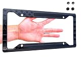 American Flag License Plate Frame - Subdued 3D Embossed USA Flag in Black Gloss on Matte Finish for