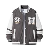 [LIEBO] スタジャン メンズ 春 秋 冬 アウター ジャンパー ジャケット ブルゾン スタジアムジャンパー ボンバージャケット 春服 秋服 冬服 春物 服 上着 ストリート系 薄手 大きいサイズ ジャンバー おしゃれ ダークグレー 2XL