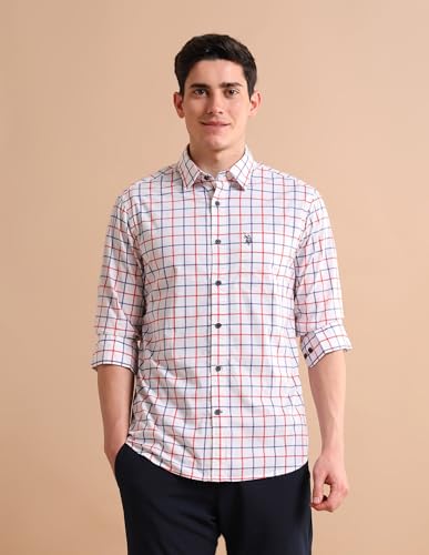 Image of U.S. POLO ASSN. Checked Regular Fit Cotton Shirts for Men - 100% Cotton, Full Sleeve Mens Casual Shirts