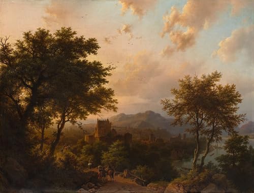 Poster Coucher de soleil sur le Rhin Koekkoek pour l'ambiance chaleureuse du salon