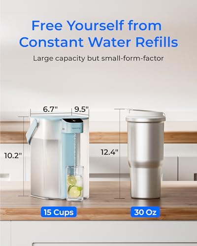 Image of Waterdrop ED01LB Electric Water Filter Pitcher, 15-Cup Capacity, Light Blue