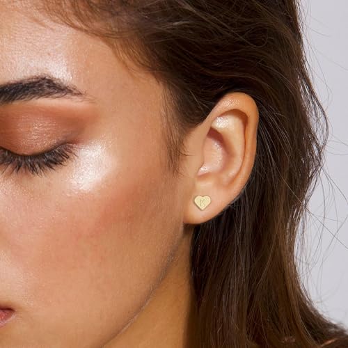 Heart Initial Earrings for Girls Kids Women - 18K Gold Filled Heart A-Z Initial Letter Earrings Teen Girls Gifts Trendy Stuff Birthday Gift for 5 6 7 8 9 10 Year Old Girl Gifts3