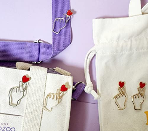 Image of Brooches Heart Finger for K-Pop Pins Love Heart Hand Pins Korean Symbol Love 2 pcs Pin for Clothing Decoration Army Gift merch